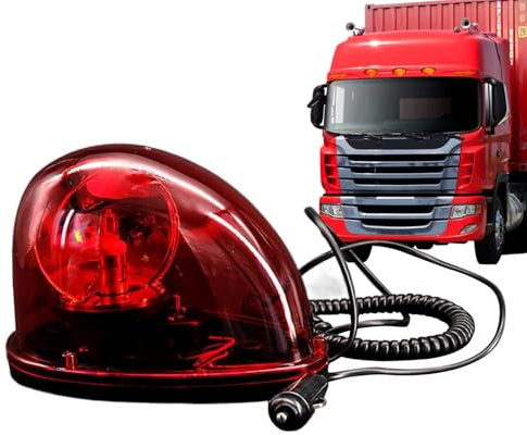 Feu d'avertissement rotatif de type escargot - Feu d'avertissement de sécurité 12 V/14 V, sirène stroboscopique, feu stroboscopique, gyrophare LED amovible pour voiture et camion - 12v rouge