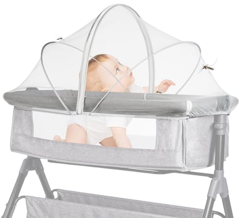 Porfoyo Zanzariera Passeggino, Zanzariera per Bambino, Zanzariera Letto Bebe Zanzariera Pieghevole per Baby Biancheria da Letto con Cerniera, Viaggio o Casa, 55×100cm