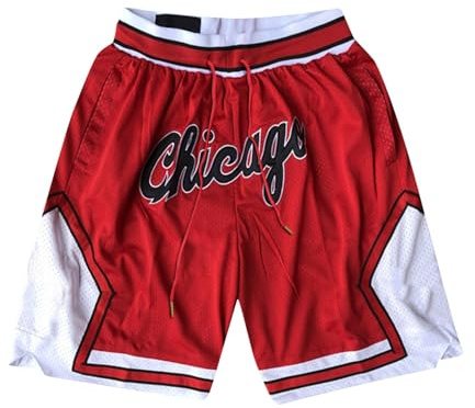 Short Basketball Homme Confortable et Élastique - Short de Sport D'entraînement avec Poche pour Fans de Basket-Ball 01-Rouge M