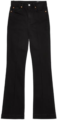 Marks & Spencer Jeans Slim Acampanados de Cintura Alta con Arrugas en la Parte Delantera Negro UK 8 (EU 36)