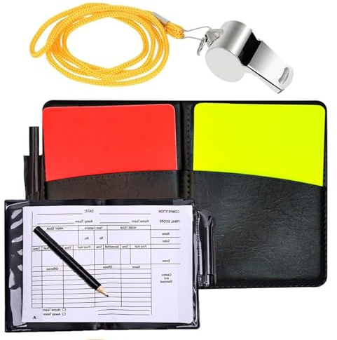 Nesthetics Referee Card Set - Sports Referee Kit Coach Metal Whistle Red Yellow Cards, Score Book with Pencil, Referee Equipment for Football Match.