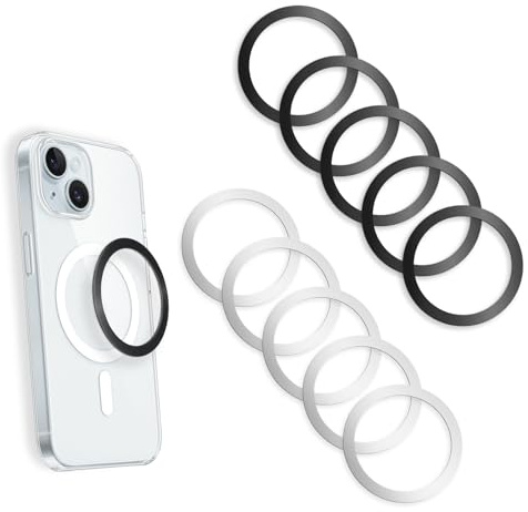 LXUEJIE 10 st självhäftande metallringklistermärken, metallskylt för mobiltelefon | Kompatibel med magnetisk laddare, magnetisk mobiltelefonring, magnetisk mobiltelefonhållare