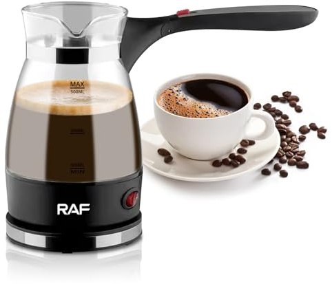 SUNOYA Elektrische Türkische Kaffeemaschine Mit Griff, 500ml Elektrische Kaffeekanne, Elektrische Kaffeemaschine, Türkische Kaffeekanne, Espressokocher Induktion Mit Edelstahl Reisen