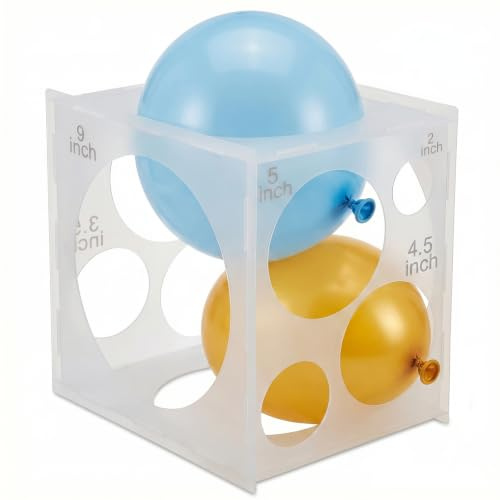 Geukmun Balloon Sizer Box, 11 Holes Collapsible Measurement Tool 2-10 Inch | Balloon Measurement Tool, Balloon Sizer Cube Box, Birthday Wedding Party Decorations