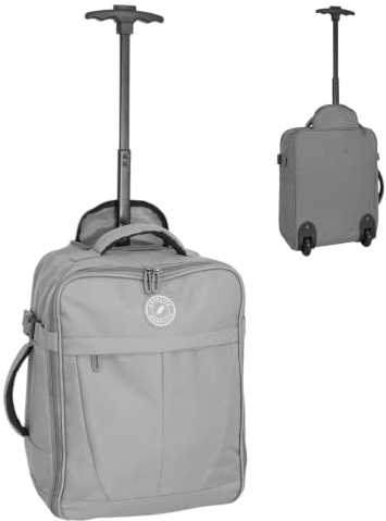 Bordlite 32L EasyJet Cabin Bag 45x36x20cm, Underseat Wheeled Travel Bag with Telescopic Handle, 2 Wheels, Front Pocket, Compression Straps, Weekend Luggage, Grey