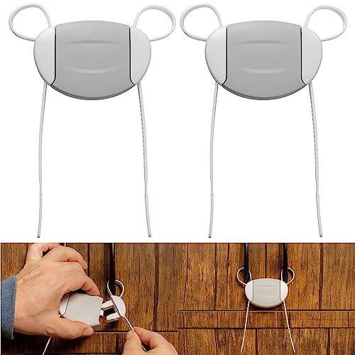 Schranktür Kindersicherung, 2 Stück, ohne kleben und bohren, für Schrankgriffe, Knäufe, Schrank Kinder Schutz, funktionsweise wie Kabelbinder, Sicherung mit Täuschungsknopf, Schrankgriff Babysicherung