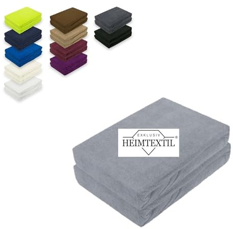 EXKLUSIV HEIMTEXTIL Doppelpack Marke Frottee Spannbettlaken Grau 90 x 200 cm