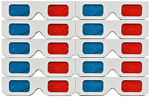 Sueooudh Gafas 3D, 10 pares de lentes estéreo de papel rojo y azul para set de gafas 3D de papel anaglifo