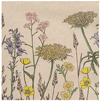Servilletas florales de papel reciclado, bonitas servilletas ecológicas, desechables, para primavera, Pascua, cumpleaños, paquete de 20, hechas por Talking Tables, azul, verde y amarillo