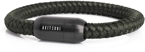 Akitsune Portus segelrep armband | magnetisk kapselstängning armsmycken kvinnor ankare män maritim – svart