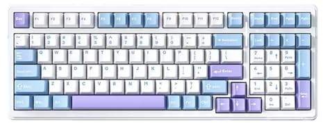 EPOMAKER x AULA F99 Wireless Mechanical Keyboard, Hot Swappable Gasket Custom Gaming Keyboard with Five-Layer Padding, Bluetooth/2.4GHz/USB-C, 8000mAh Battery (White Light Blue, Graywood V3 Switch)