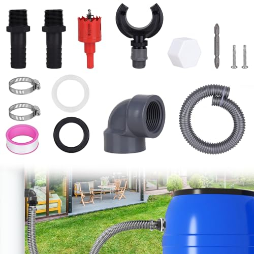 Récupérateur D Eau de Pluie pour Tuyau de Descente 100-110mm, Raccord Récupérateur Eau de Pluie Collecteur Eau de Pluie pour Les Surfaces de Toit jusqu'à 80 m² avec Accessoires de Montage