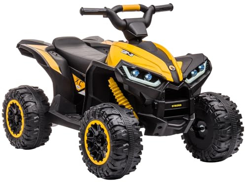 12V Quad elettrico per bambini, auto elettrica per bambini ATV con musica, clacson, faro LED, 83 x 53 x 56 cm, per bambini 3-8 anni (Giallo)