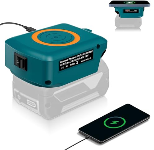 Handy Wireless Ladegeräte für Bosch Professional 18V System Batterie GBA 18V Batterien, 15W Handy Ladestation für Air Pods für i Telefon für Sam gesungen, mit USB und Typ-C Ladeadapter