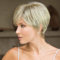 QUEENTAS Haarteile für Dünnes Haar Blonde, Haar-Topper für Damen Kurze Pixie Topper Haarteile Synthetische für Dünnes Haar Clip In mit Pony (Gemischtes Blond)