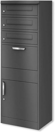 Metzler Paketbox mit 3 Briefkästen – XXL 3er Briefkasten mit Paketfach, rostfrei und wetterfest – großer Outdoor Paketbriefkasten für Pakete bis Größe M – DB 703 Eisenglimmer - Modell Bispo