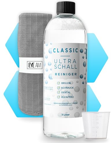 Ultraschallreiniger Konzentrat | Reinigung von Brillen, Schmuck, Zahnersatz & Uhren im Ultraschallbad | Mit jedem Ultraschallreinigungsgerät nutzbar (1x1000ml)