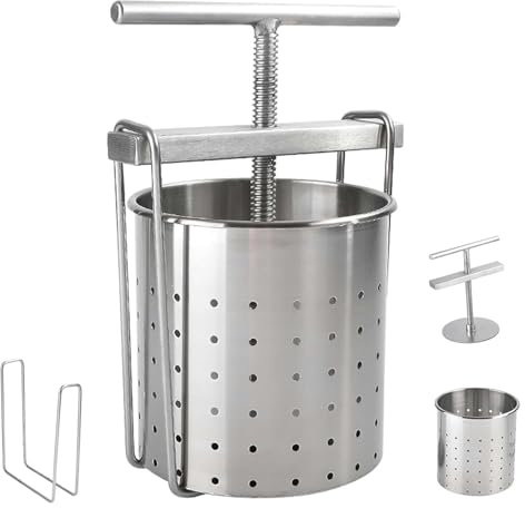 JIURUOZ Torchietto, ​Torchio per Frutta​ Pressa per Bacche Pressa for Vino di Frutta con cestello in Acciaio Inossidabile, pressa for Botti in Acciaio Inossidabile for la Produzione di Vino