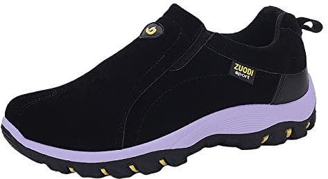 Zapatillas deportivas para hombre sin cordones, para jóvenes, anchas, antideslizantes, para fitness, cómodas, para el tiempo libre, deportivas, para senderismo, trekking, informales, Negro , 42 EU