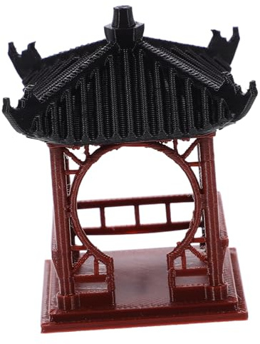 ibasenice Figurine de Pavillon Miniature pour Décoration de Jardin et Micro-Paysage, Pavillon en Plastique Rond à Quatre Coins, Ornement Léger et Portable pour Aquarium et Bonsaïs