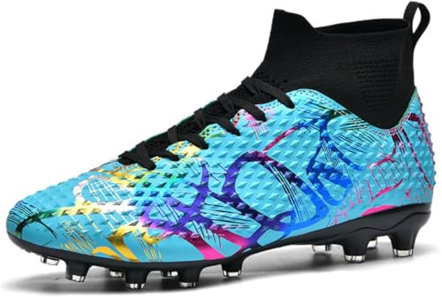 AMLCWZ ¡Fuego Flamenco Español · Falla de Lava! Zapatos de Fútbol Alto Tobillo con Tacos AG – Diseño Étnico Control Balón, Filo Rompe Aire Corta Espinas!