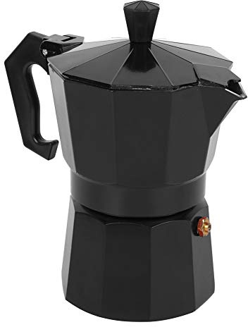 Pssopp Moka Pot Kaffebryggare Aluminium Spishäll Espressobryggare 300ml 6 Koppar Ergonomiskt Handtag Bärbar Design för Hemmakontor Gasspis Elspis Användning (svart)