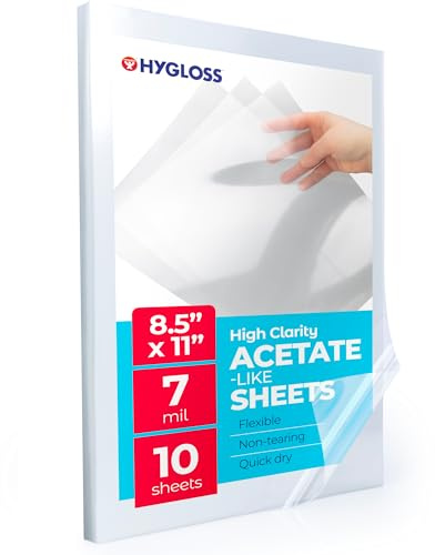 Hygloss Products Acetate Sheets for Crafts, Clear Overhead Projector Film, for Arts and Craft Projects and Classrooms, Stencil Making Sheets, Not for Printers, 8.5” x 11”, 10 Pack