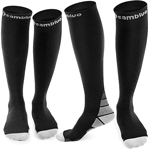 CAMBIVO Compression Socks for Women & Men 2 Pairs, Flight Socks Compression Stockings Running Socks for Calf & Ankle Support, Sports, Flying, Maternity Pregnancy, Nurses, Travel