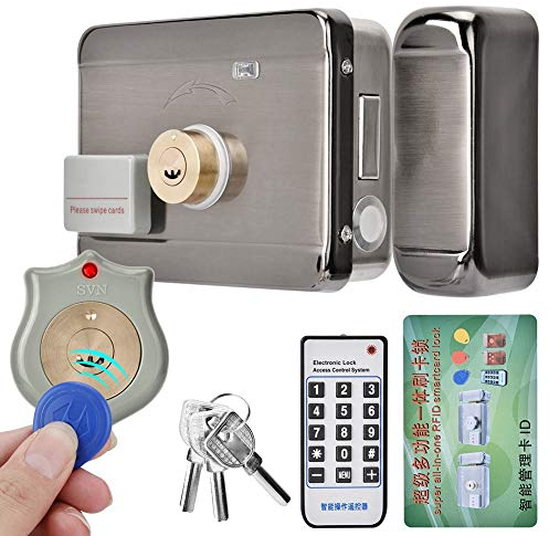 Tangxi Serrure de Porte électronique, DC 12V Serrure de Porte Intelligente à accès électronique avec système de télécommande + Double tête ID + 4 Modes de déverrouillage pour la Maison/Le Bureau