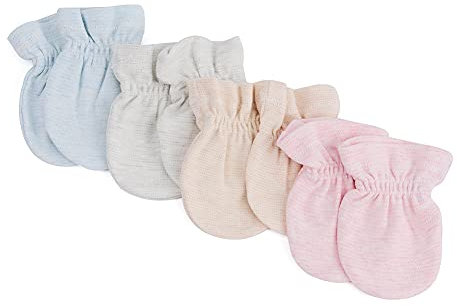 MMBABY 4 Paare Neugeborenen Handschuhe.Alter: 0-6 Monate (4 Paare（Kein Seil-0-6 Monate)