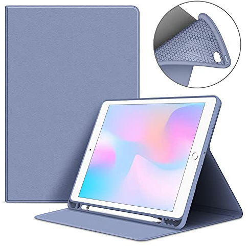 VAGHVEO Custodia per iPad Mini 4/Mini 5 7.9 Pollici Smart Case con Built-in Pencil Holder[Auto Svegliati/Sonno], Flessibile Protezione Morbido TPU Silicone Cover Posteriore per Mini 4 5, Grigio Viola