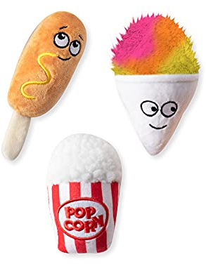 Fringe Studio 289505 Hundespielzeug-Set aus Plüsch, FAIR Foods, 3-teiliges Set, für kleine Hunde