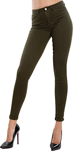 Toocool - Pantalones Vaqueros Mujer Skinny Slim Elásticos Push up Aderentes F3205, Verde, S