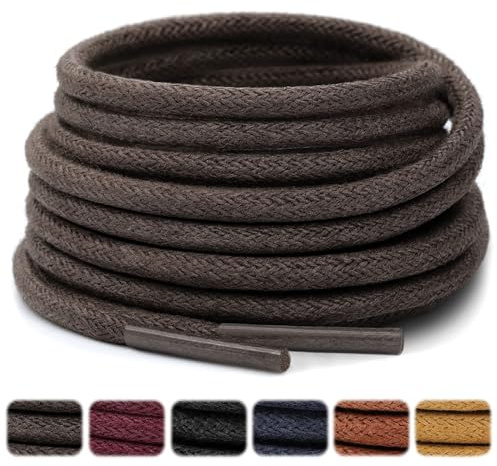 Stepace Cordones Redondos Encerados [2 Pares] Cordones Duraderos para Zapatos de Vestir y de Diario, Longitud 66-135cm Dark Brown-96