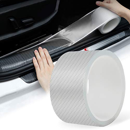 Car Door Sill Protector 5cmx10m Car Door Guard Bumper Protector Anti Scratch Carbon Fiber Wrap Film for Door Sill Protector/Front and Rear Bumper, Clear