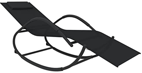 vidaXL Schaukelliege Gartenliege Relaxliege Sonnenliege Liegestuhl Gartenmöbel Liege Freizeitliege Strandliege Saunaliege Schwarz Stahl Textilene