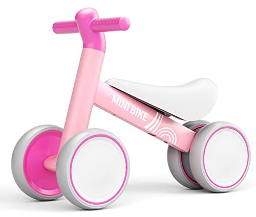 KORIMEFA Draisienne Bébé Vélo sans Pédales pour Enfant 10-24 Mois Premier Anniversaire Noel Jouet d'Equitation pour Garçons et Filles (Rose 3)