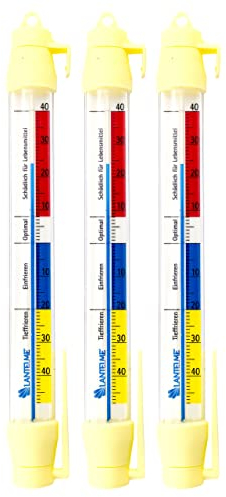 Lantelme 3 Stück Gefrierschrankthermometer Set Analog 21cm Lang | Kühlschrankthermometer Temperaturanzeige -45°C bis 40°C | Thermometer für Eisfach Kühltheke Kühlschrank Kühltruhe (3)
