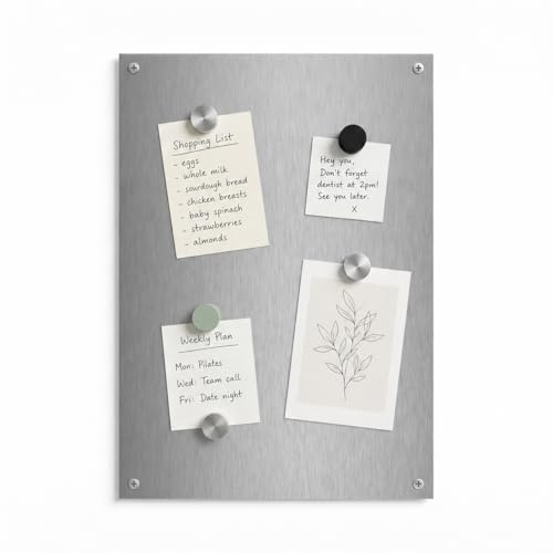 Brushed Stainless Steel Magnetic Notice Memo Board - Screw on Glue on A1 A2 A3 A4 Custom Pieces Available