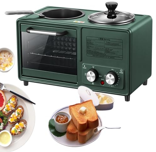 KYATON Stazione per La Colazione 4 in 1,Macchina per La Colazione Multifunzionale, 8 Litri,Padella Antiaderente,Teglia per Pizza Gratuita E Gabbia per La Cottura a Vapore