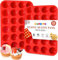 CLUEWR Muffinförmchen Silikon Cupcake Pan Set,2 Stück Mini 24 Tassen Muffin Form, BPA Frei und Antihaft-Silikon-Backform, Brownies, Kuchen, Pudding und Cupcakes