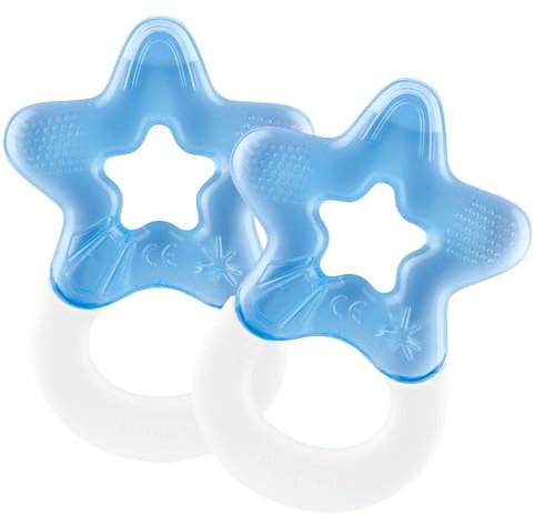 dentistar Kühlbeißring 2er-Set – Beißring Baby ab 3 Monate – Kühlende Zahnungshilfe und Beißspielzeug für Babys und Kleinkinder - BPA frei - Blau