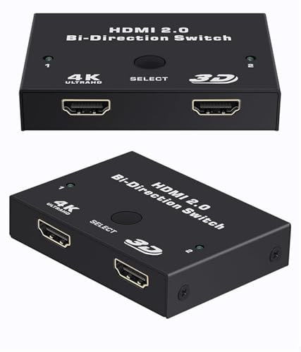 E-SHIDAI 4K HDMI Switcher, 4K@60Hz Splitter, Bi-Directional 2 in 1 Out/1 in 2 Out, Supports 4K 3D HDR, Compatible with Laptops, PC, Xbox, PS5/PS4, Projectors