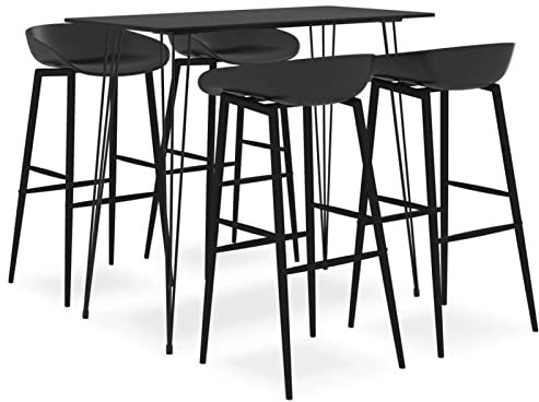 Sufrk 5-TLG. Bar-Set Stehtisch Outdoor Bartisch-Set Bar MöBel Bar Outdoor Theke Garten Theke Bar Schwarz 3057381