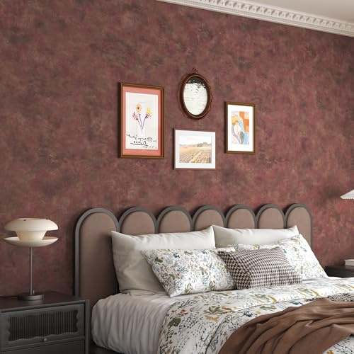 JSEVEM 31×157 Extra Thick Wide Luxury Red Gold Rusty Concrete Wallpaper Peel and Stick Industrial Metallic Concrete Contact Paper Vinyl Glossy Textured Adhesive Stickers for Bedroom Bathroom Walls