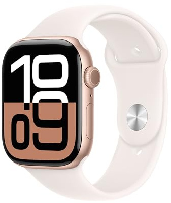 Apple Watch Series 10 GPS + Cellular Smartwatch con Caja de Aluminio Oro Rosa de 46 mm y Correa Deportiva Rosa Rubor - Talla M/L. Monitor de entreno, App ECG, Pantalla Retina Siempre Activa