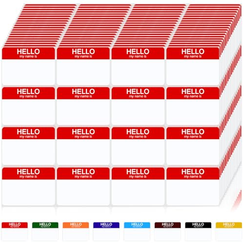 Name Tags，400 pcs Name Tag Stickers, Name Tag Labels,Hello My Name is Name Tags fo Classroom Party Meeting Luggage Clothes (Red, 3 x 2 inch)