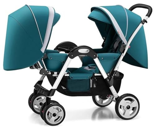 KITCISSL Dobles Cochecito Silla De Paseo De Bebe Cochecito Gemelar Coche Bebe Plegable, Cochecitos Carritos Portátiles Carrito Bebe Carros for Bebes(Groen)