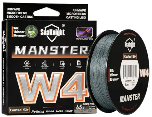 SeaKnight W4 flätad linje 4 flätor 300M/500M super slät PE multifilament för karp, dubbel anti-UV/saltvattenbeläggning för havsfiske 15-100 LB