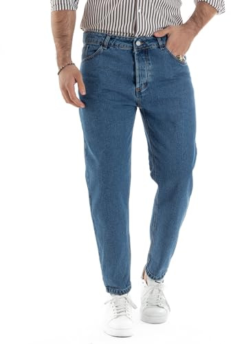 Giosal Pantalone Jeans Uomo Lungo Cinque Tasche Rotture Made in Italy (IT, Numero, 48, Regular, Regular, Denim Scuro 2)